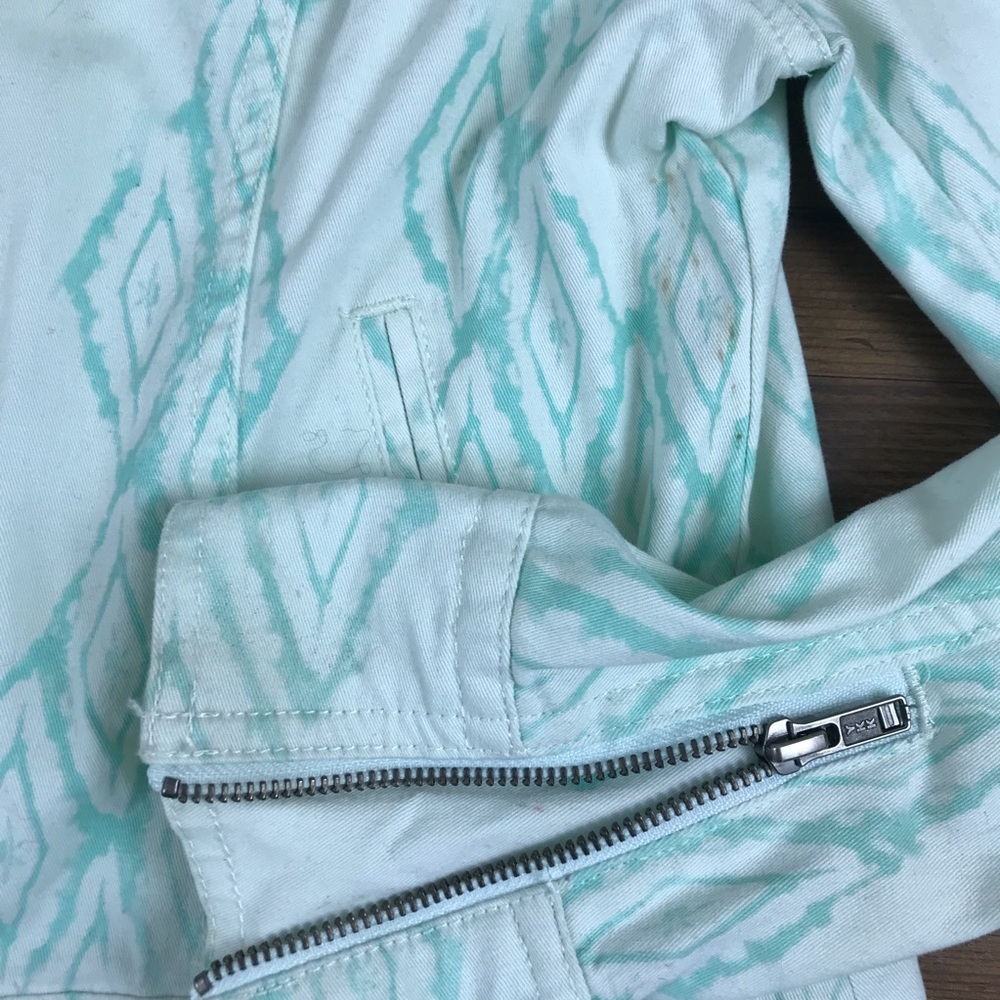 Mudd Boho Print Moto Jacket Teal White Zip Y - Picture 5 of 8